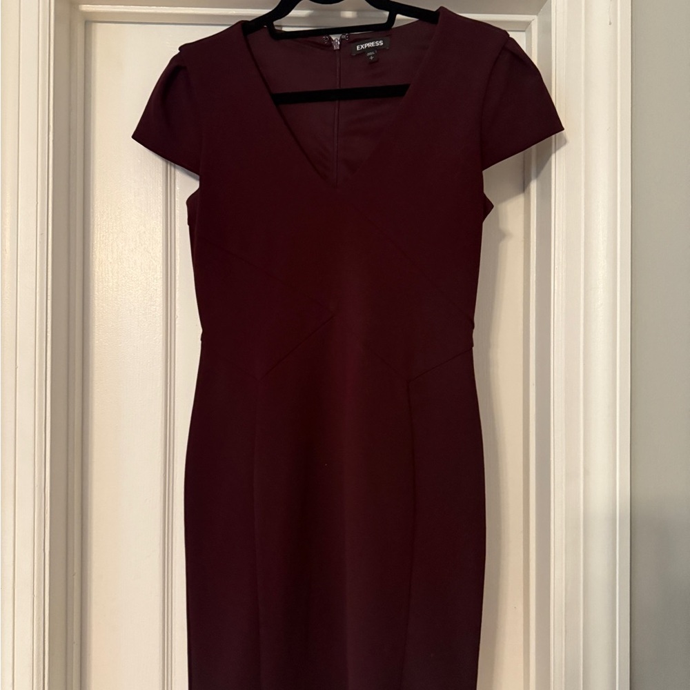 Express Black Sheath Mini Dress V-Neck Short Sleeve